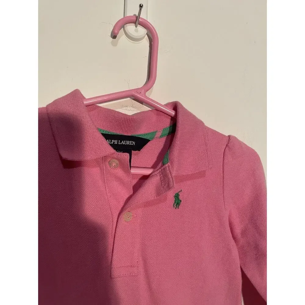Ralph Lauren Pink Dress Girls M Cotton Blend Preppy‎ 12 Month